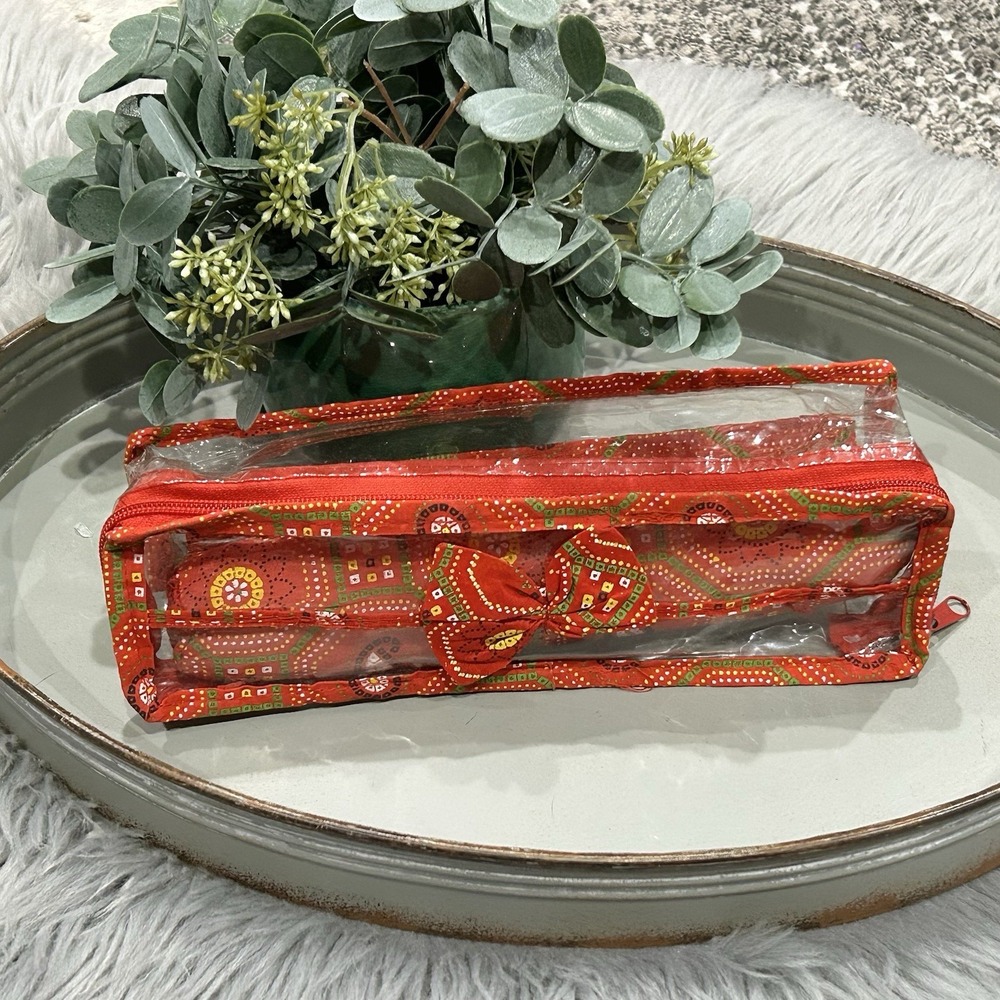 Transparent‎ Red Bangle Pouch Organizer With One Rod Jewelry Protector Case